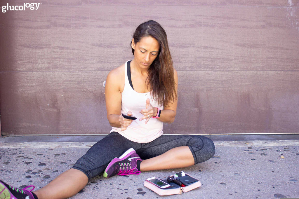Women with diabetes checking the sugar level after exercise