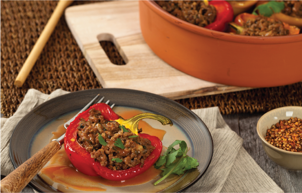 Loaded beef-pilaf peppers