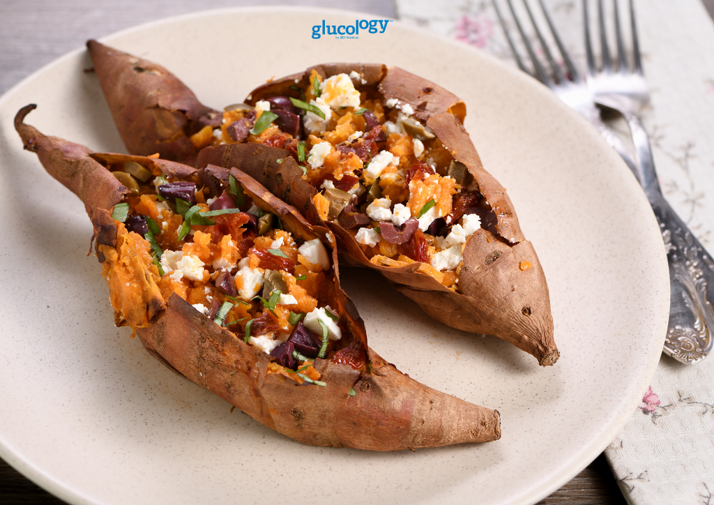 Chickpea and Spinach Stuffed Sweet Potatoes | Low Carbs Diabetes Recipes 