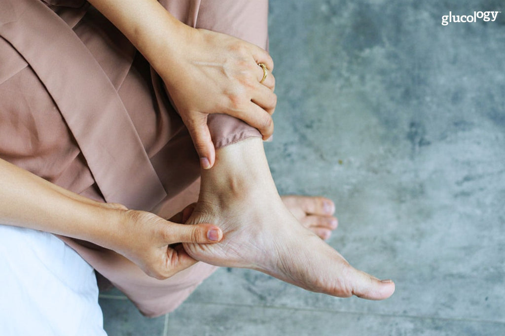 Person checking their feet as part of a daily diabetes foot care routine
