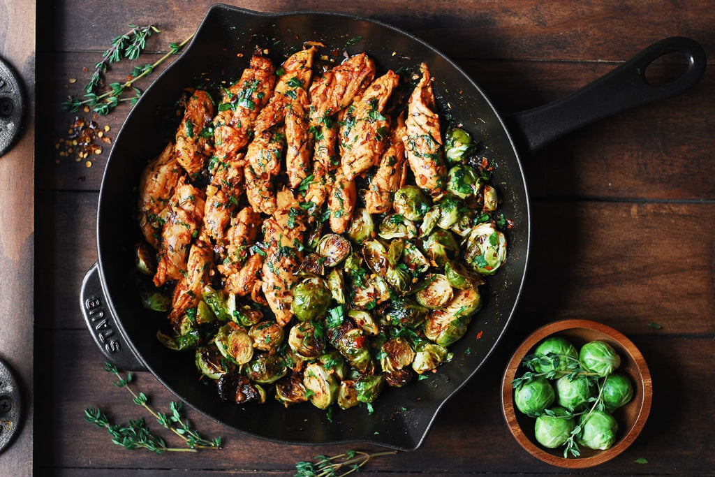 Grilled Lemon Herb Chicken with Roasted Brussels Sprouts