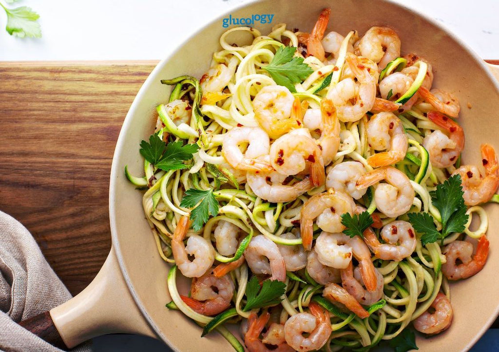 Lemon Garlic Shrimp with Zucchini Noodles | Low Carb Diabetes Diet | Glucology 