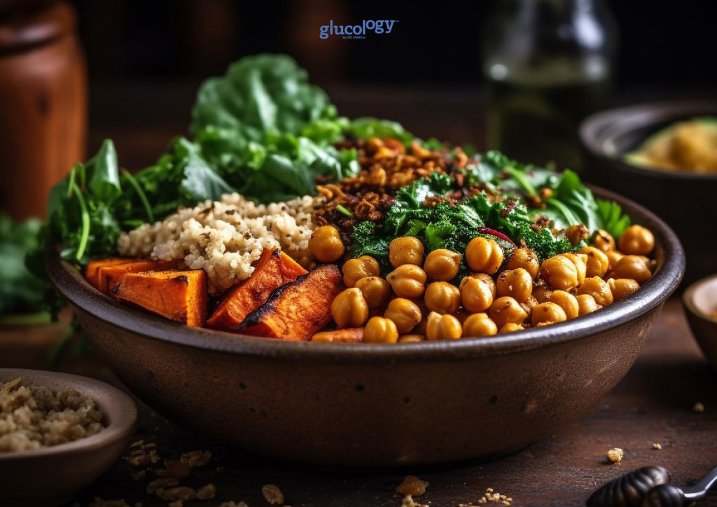 ROASTED VEGETABLE AND CHICKPEA BOWL | Diabetes Friendly recipes 