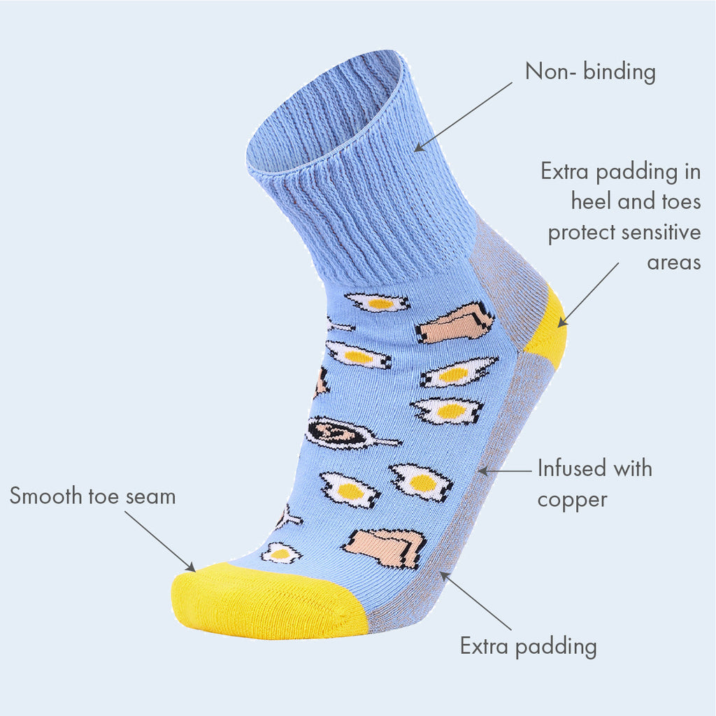 Glucology Diacare Copper Based Socks | Omelette | 3 Pack