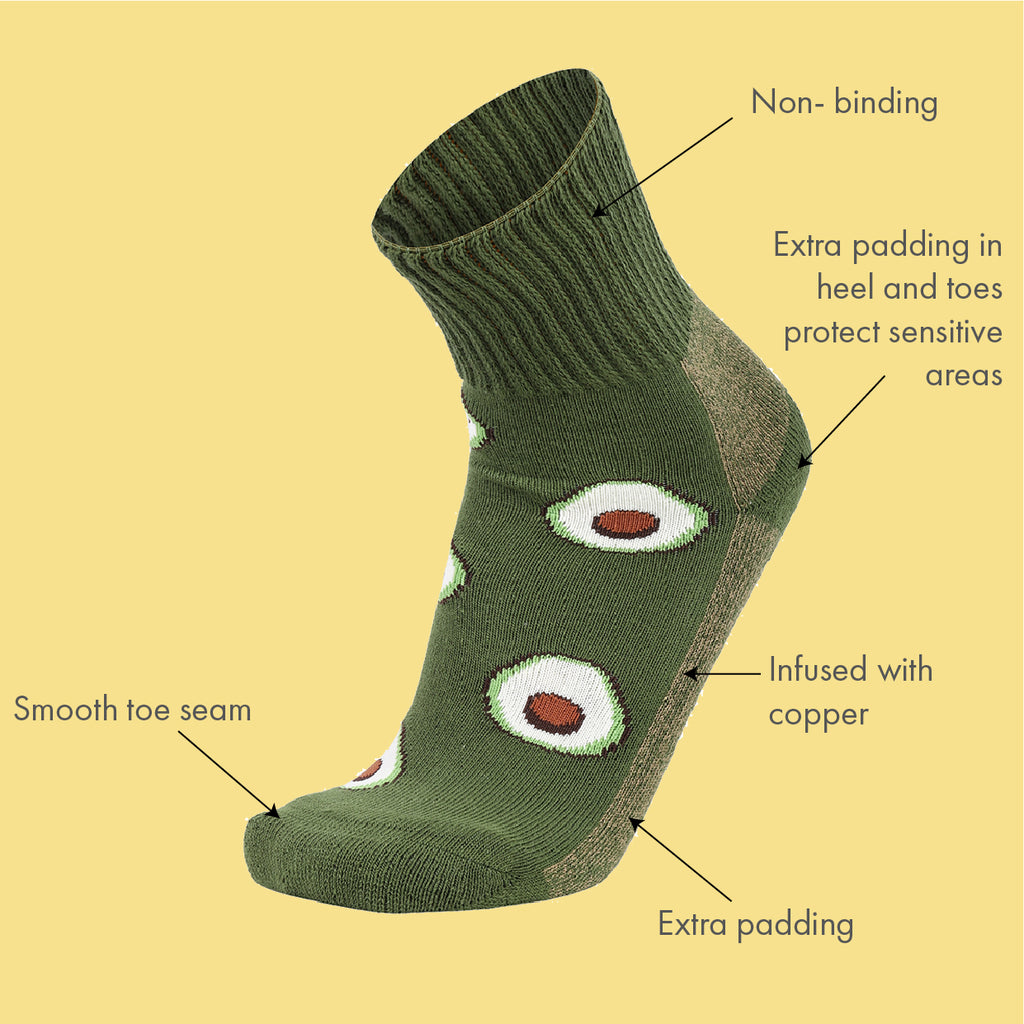 Glucology Diacare Copper Based Socks | Avocado | 3 Pack
