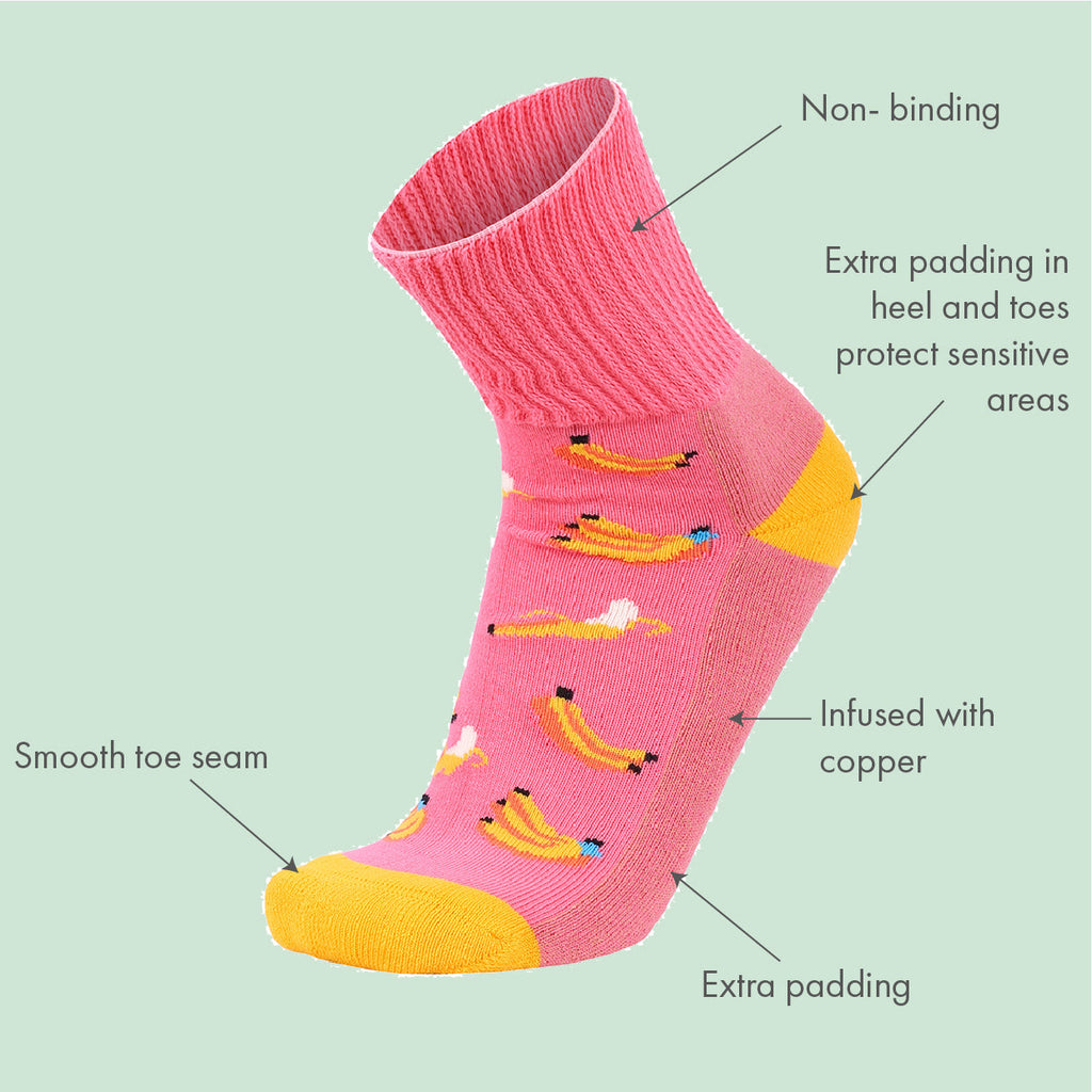 Glucology Diacare Copper Based Socks | Omelette | 3 Pack