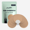 Glucology CGM overpatch packaging with patches on a white background