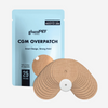 Glucology CGM overpatch packaging with patches on a white background