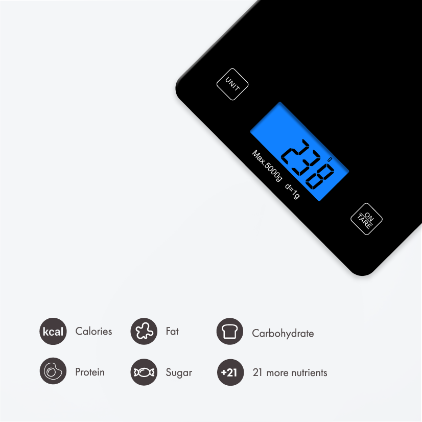 Accurate Waterproof Digital Kitchen Food Scales 5Kg/1g Tare Function with LCD Di Accurate Waterproof Digital Kitchen Food Scales 5Kg/1g Tare Function with LCD Di